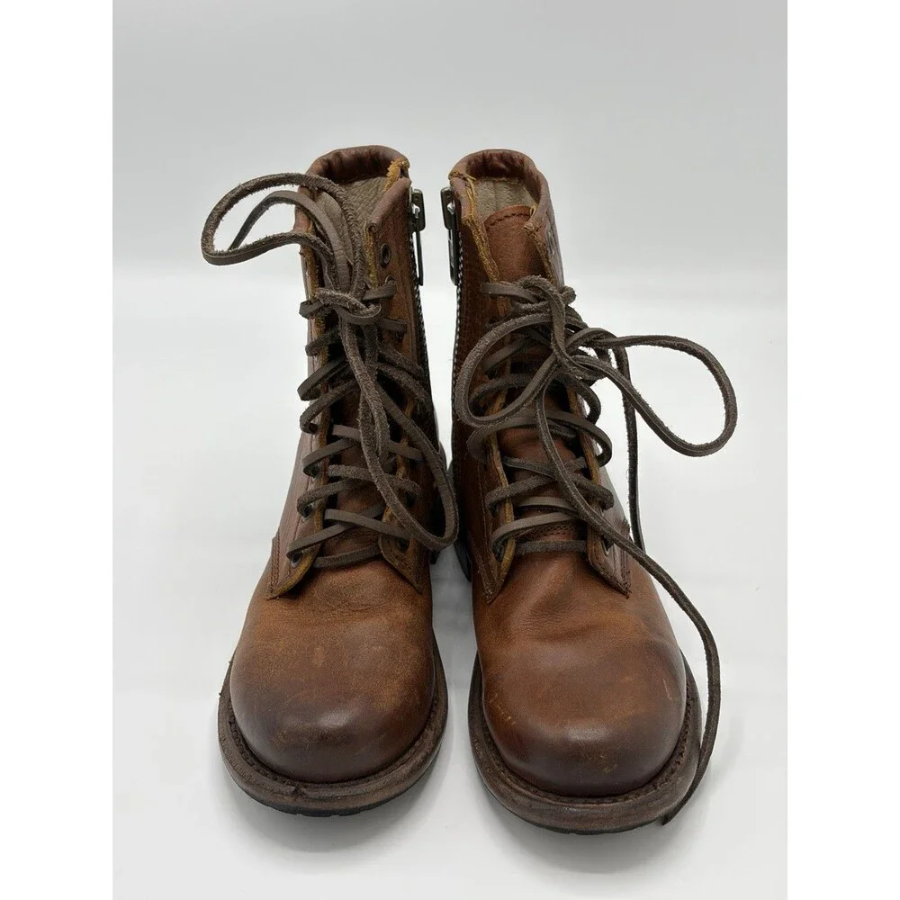 FREEBIRD by STEVEN Manchester Brown Leather Lace Up Side Zip Boots Women’s Sz 6